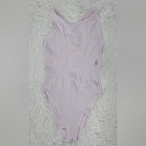 FP Movement by Free People Light Pink Ribbed One-Piece Bodysuit